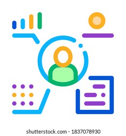 vollständige elektronische Informationen über Personensymbol Vektor. vollständige elektronische Informationen über das Personenzeichen. Farbkontursymbol