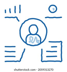 full electronic information about person sketch icon vector. Hand drawn blue doodle line art full electronic information about person sign. isolated symbol illustration