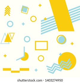 Full Element Abstract memphis Background with Yellow and Blue Color