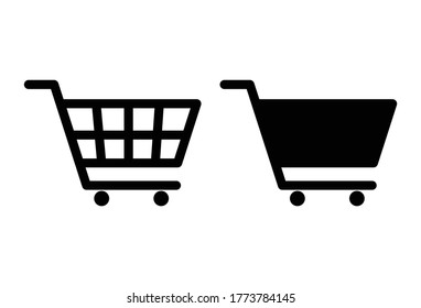 Símbolo de carro de la compra completo y vacío tienda e icono de venta ilustración vectorial