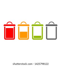 Full and empty trash can vector icon on white background