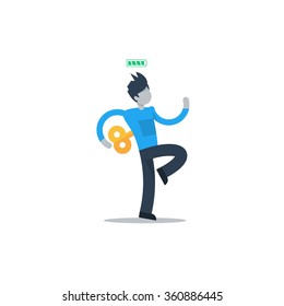 Full Of Energy, Agile Man, Energetic Good Mood, Positive Mindset, Healthy Lifestyle Vector Illustration