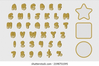Alfabeto inglés completo con marcos para decorar tarjetas de Navidad, afiches, pancartas o volantes de vacaciones. Típografía vectorial de invierno abc.