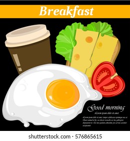 Full english and american breakfast vector illustration.