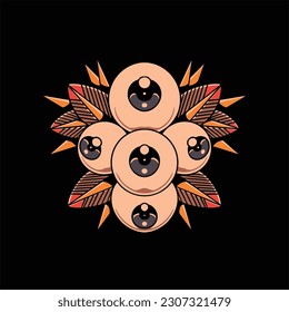 full of eyes tattoo vector design