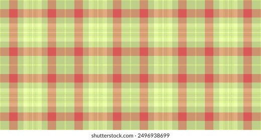 Full fabric plaid background, hippy vector seamless tartan. Hispanic texture check textile pattern in lime and orange colors palette.