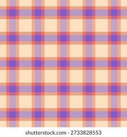 Full fabric seamless plaid, unique texture pattern background. Give textile vector check tartan in indigo and peach puff colors palette.