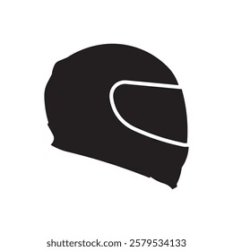 Full face helmet silhouette flat icon. Motorcycle helmet silhouette icon design illustration. 