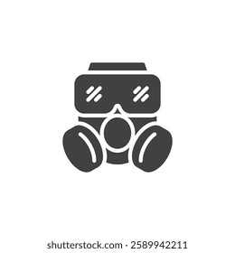 A full face mask with air filters vector icon. filled flat sign for mobile concept and web design. Gas Mask glyph icon. Toxic gas protection symbol, logo illustration. Vector graphics