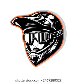 full face motocross helmet with sunglass vector illustration
