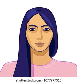 Full Face Portrait Asian Girl Stock Vector (Royalty Free) 1077977315 ...