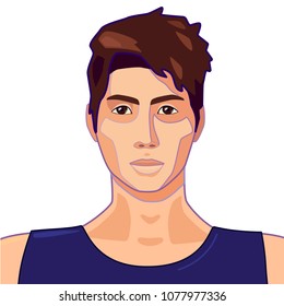Full face portrait of the asian man