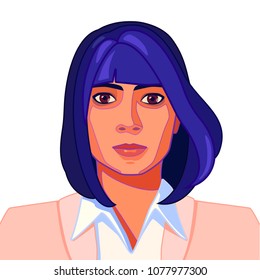 Full face portrait of the latino woman in a suit