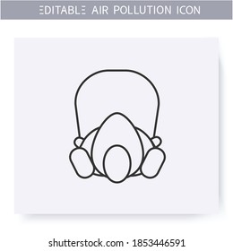 Full face respirator line icon. Biohazard vapors respiratory protection. Face shield protecting eyes. Environment pollution and ecology damage concept. Isolated vector illustration. Editable stroke 
