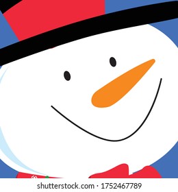 Full face snowman with smile face, vector illustration