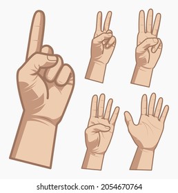 Ilustración vectorial completa del conjunto de dedos