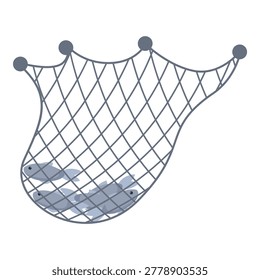 Full fishing net with fish, representing successful fishing and abundance of seafood resources
