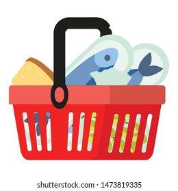 Full of food shop basket icon. Flat illustration of full of food shop basket vector icon for web design