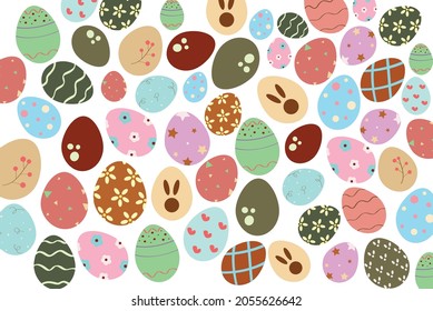 Full frame of colorful easter eggs. Illustration of easter eggs isolated with white background