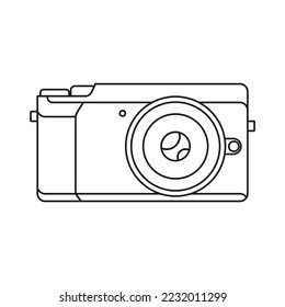 Icono de cámara sin espejos de marco completo, plantilla de logotipo de ilustración de vector de contorno en estilo de diseño moderno. Recursos gráficos editables para muchos fines.