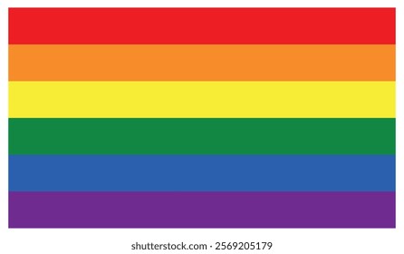 Full frame of rainbow flag, LGBTQ colors flag. Love, freedom, support and rights realistic vector illustration.