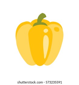 Full Fresh Yellow Bell Pepper Primitive Cartoon Icon, Part Of Pizza Cafe Series Of Clipart Illustrations