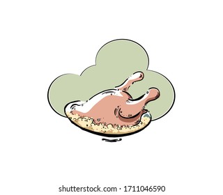 Juego de pollo frito, ilustración vectorial aislada
