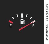 Full fuel gauge icon. Gasoline indicator in flat style. Full tank manometer. Fuel indicator isolated on black background. Vector illustration EPS 10.
