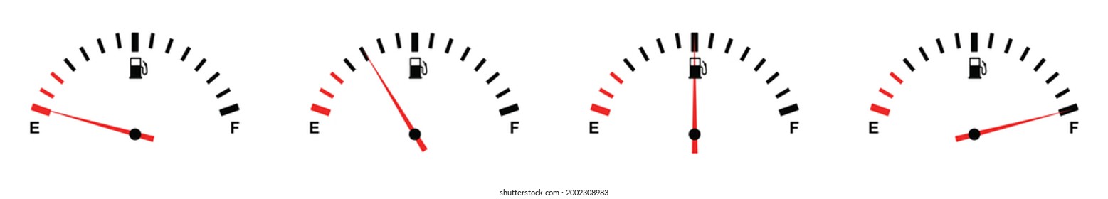 full fuel gauge icon set, full fuel indicator. vector illustration