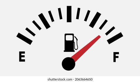 Full Gas Meter, Petrol Meter, In Blue On A Black Background. Energy Crisis. Vector Illustration