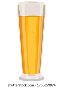 vaso lleno de cerveza. Un solo objeto aislado en el fondo blanco.