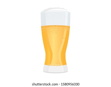 Full Glass Of Beer Vector. Fresh Lager Icon. Glass Of Beer Vector. Glass Of Beer Isolated On White Background