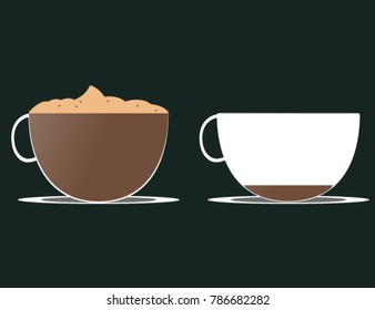 a full glass of coffee and an empty glass coffee