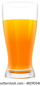 Full glass of fresh orange juice. Isolated on white vector illustration