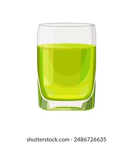 Vaso lleno de jugo verde aislado sobre fondo blanco. Ilustración vectorial en estilo plano con bebida. Clipart para tarjeta, Anuncio, flyer, diseño de póster