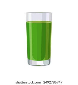 Vaso lleno de jugo verde aislado sobre fondo blanco. Ilustración vectorial en estilo plano con bebida. Clipart para tarjeta, Anuncio, flyer, diseño de póster