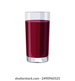 Vaso lleno de jugo rosa aislado sobre fondo blanco. Ilustración vectorial en estilo plano con bebida. Clipart para tarjeta, Anuncio, flyer, diseño de póster