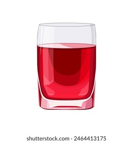 Vaso lleno de jugo rojo aislado sobre fondo blanco. Ilustración vectorial en estilo plano con bebida. Clipart para tarjeta, Anuncio, flyer, diseño de póster