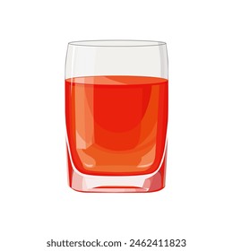 Vaso lleno de jugo de naranja rojo aislado sobre fondo blanco. Ilustración vectorial en estilo plano con bebida. Clipart para tarjeta, Anuncio, flyer, diseño de póster