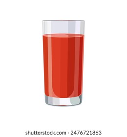 Vaso lleno de jugo de naranja rojo aislado sobre fondo blanco. Ilustración vectorial en estilo plano con bebida. Clipart para tarjeta, Anuncio, flyer, diseño de póster