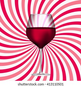 Full Glass of Red Wine on Swirl Background Vector Illustration EPS10