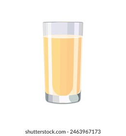 Full glass of yellow juice isolated on white background. Vector illustration in flat style with drink. Clipart for card, banner, flyer, poster design