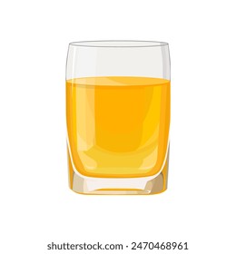 Full glass of yellow juice isolated on white background. Vector illustration in flat style with drink. Clipart for card, banner, flyer, poster design