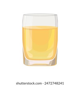 Vaso lleno de jugo amarillo aislado sobre fondo blanco. Ilustración vectorial en estilo plano con bebida. Clipart para tarjeta, Anuncio, flyer, diseño de póster