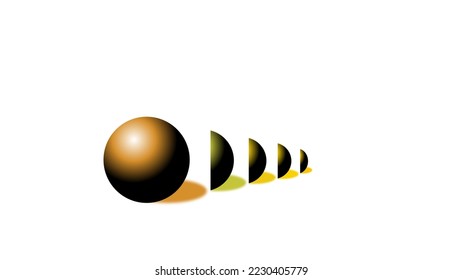 Vollmond und Halbmond verschiedene Farbbälle. Geometrischer Hintergrund