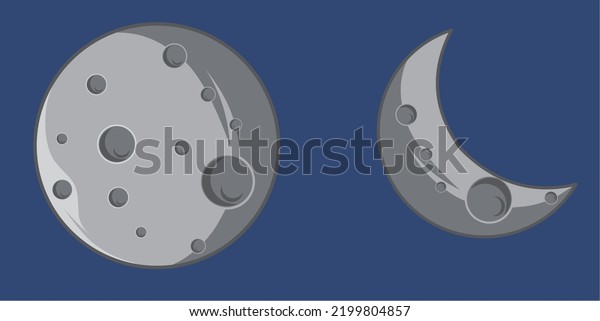 full and half moon illustration vector for\
design elements
