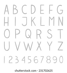 Full hand drawn vector alphabet with numbers. The vector Roman alphabet for ui, web games, tablets, wallpapers, and patterns.