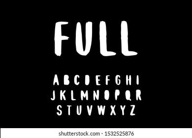 Full hand drawn vector type font in cartoon comic style black white contrast