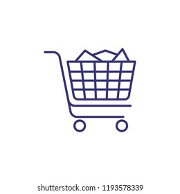 Full handcart line icon. Purchase, online shop, trolley. Shopping concept. Vector illustration can be used for topics like consumerism, internet, retail