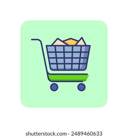 Icono de línea de carrito completo. Compra, tienda en línea, carro. Concepto de compras. La Ilustración vectorial se puede utilizar para temas como el consumismo, internet, comercio minorista